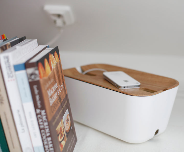 Hideaway™ Cable Box M, Natural Wood Decor Top