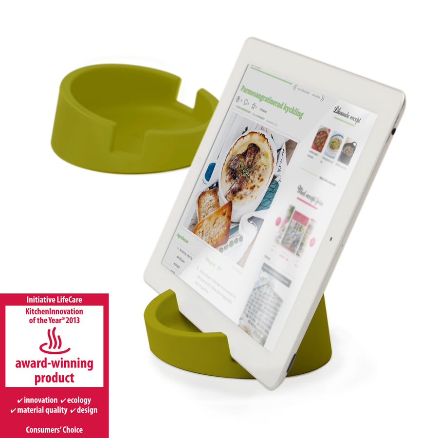 iPad ställ Kitchen Tablet Stand. Kokboksstöd för iPad/tablet PC - Limegrön. ø11,4 cm, 4,5 cm hög. Silikon - 4