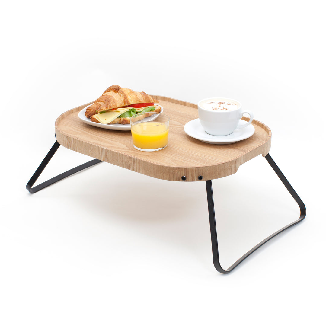 CurveLine™ Sängbricka Halkfri Stor Bädd i Pilträ