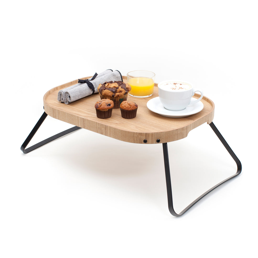 CurveLine™ Sängbricka Halkfri Stor Bädd i Pilträ