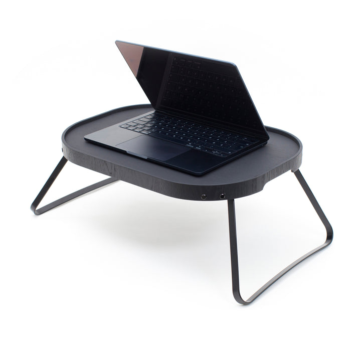 CurveLine™ Sängbricka Halkfri Stor, Svart Pilträ 