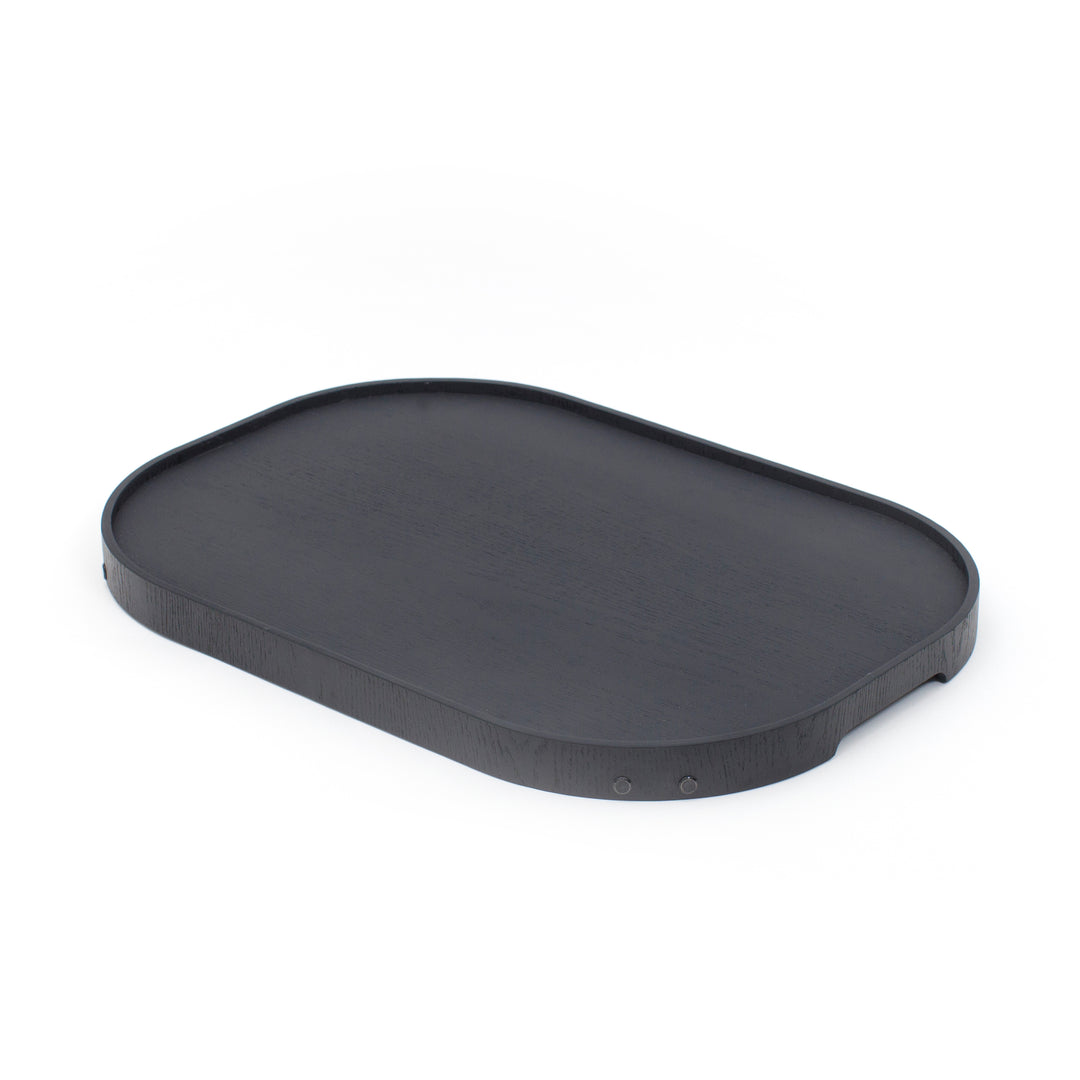 CurveLine™ Sängbricka Halkfri Stor, Svart Pilträ 