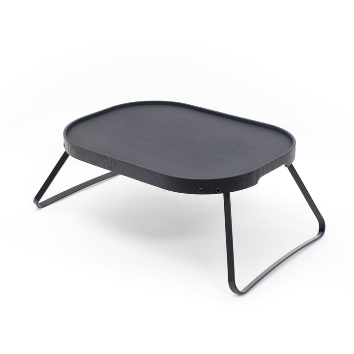 CurveLine™ Sängbricka Halkfri Stor, Svart Pilträ 