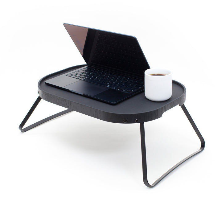 CurveLine™ Sängbricka Halkfri Stor, Svart Pilträ 